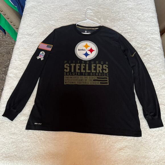 Nike Pittsburgh Steelers Dri-Fit Shirt Mens Size XXL Black Salute To Service - Picture 5 of 10
